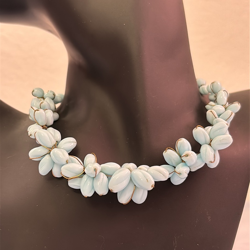 Vintage Blue Floral Necklace